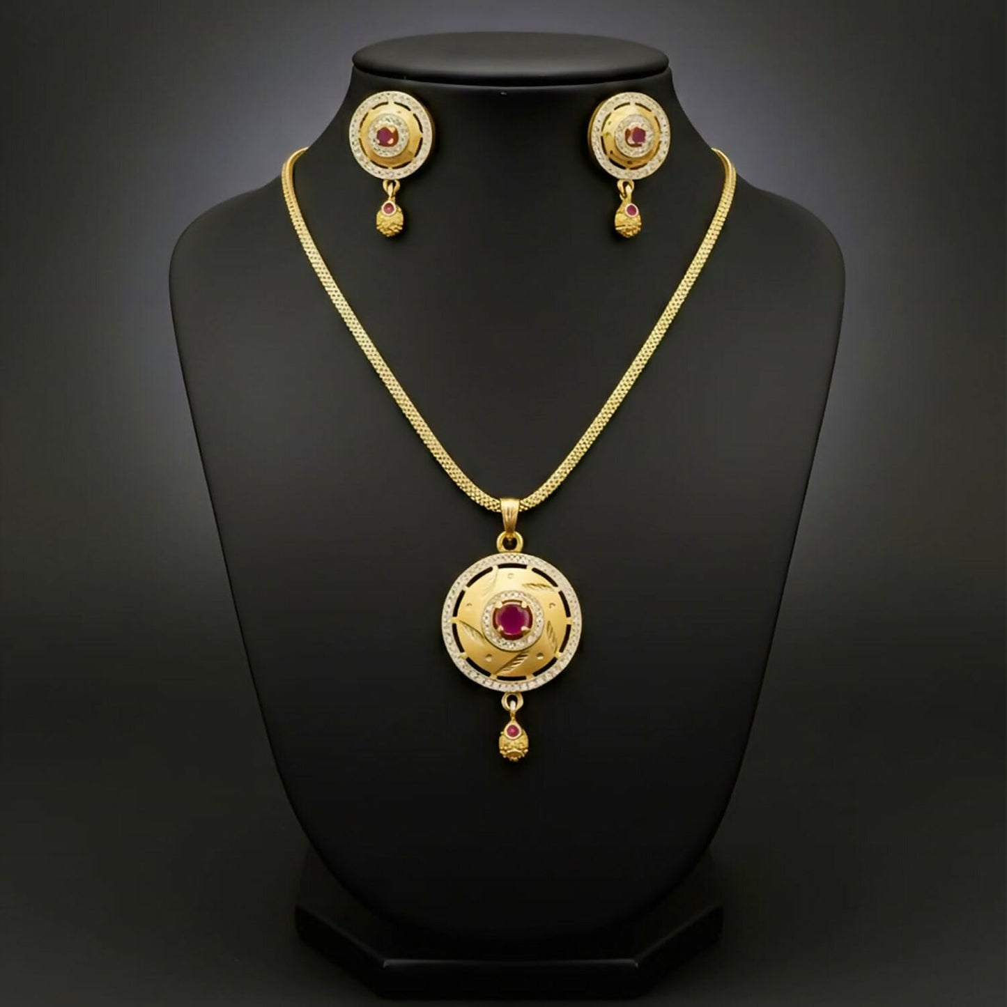 Elegant Gold-Plated Pendant and Earrings Set