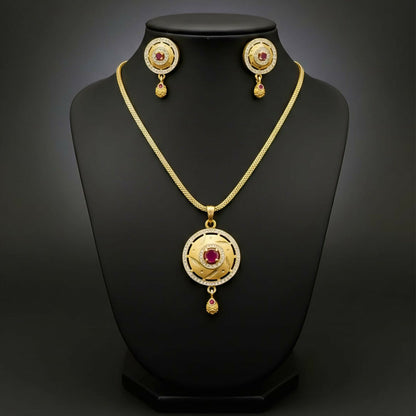 Elegant Gold-Plated Pendant and Earrings Set