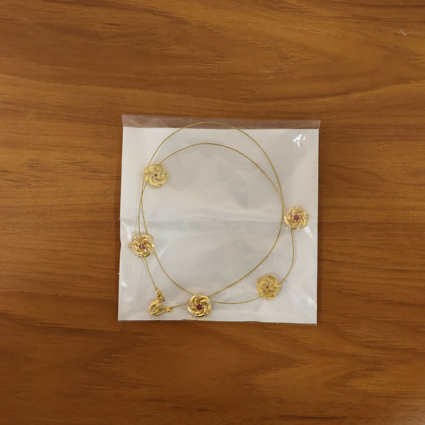 Ruby Floral Swirl Station Necklace with Diamond Detailing and Elegant Finish