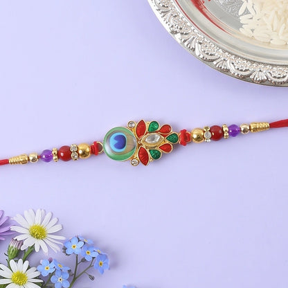 Designer Rakhi Peacock Paisley Beaded for Brother (5pcs)