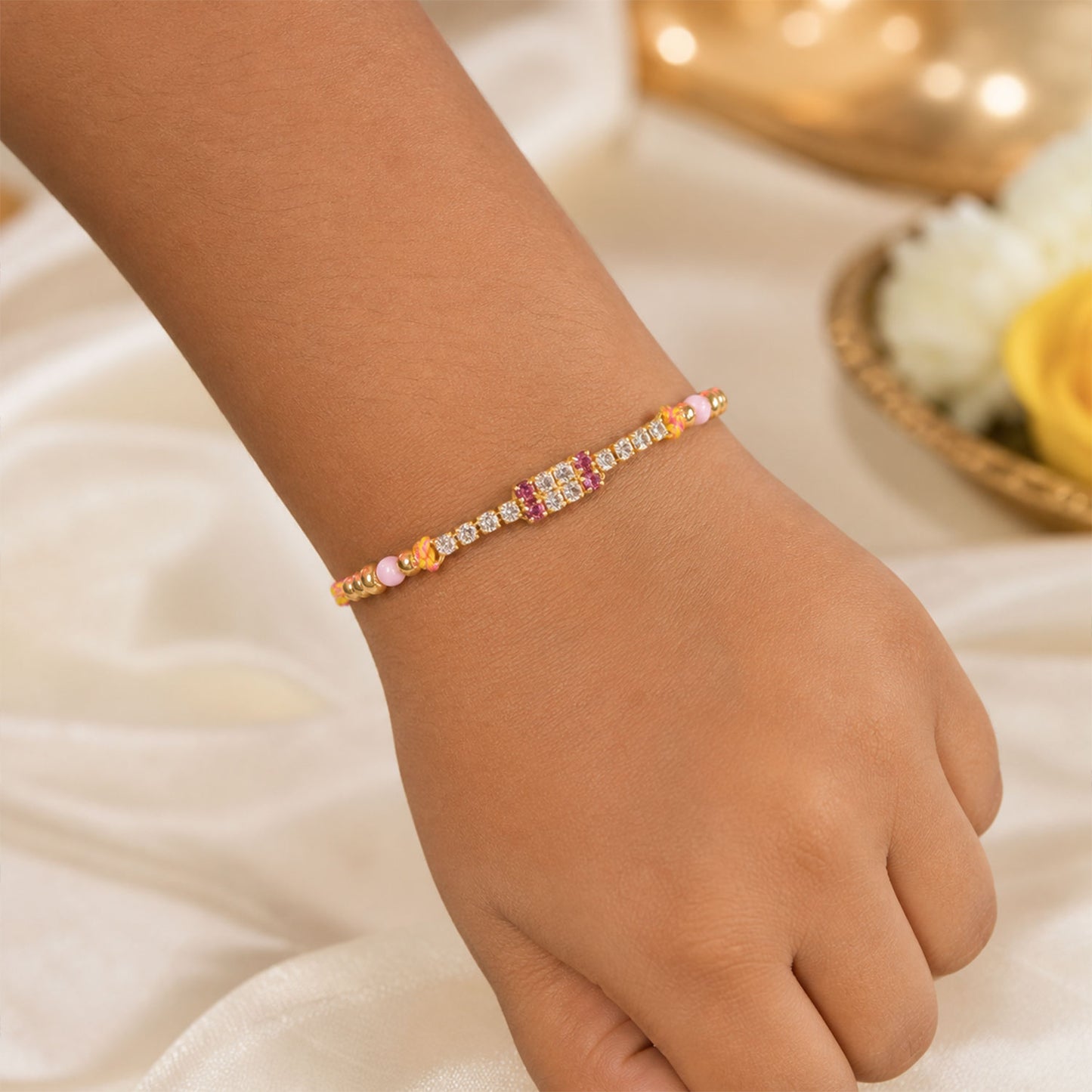 Wide Rectangular Stone Rakhi for Raksha Bandhan (Pack of 6)