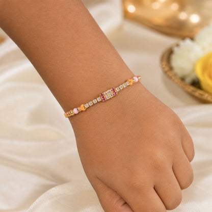 Wide Rectangular Stone Rakhi for Raksha Bandhan (Pack of 6)