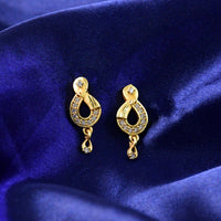 Teardrop Shaped Stud Earrings with Crystal Inlay and Hanging Charm