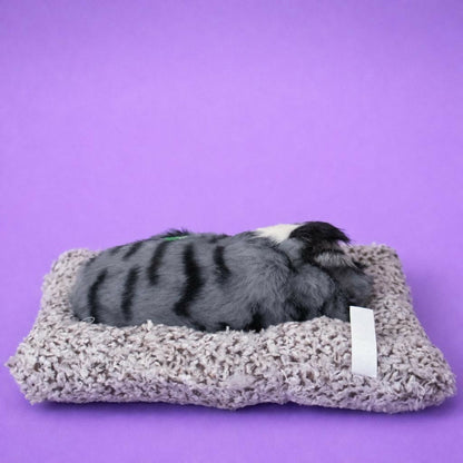 Sleeping Cat Showpiece for Home & Car Dashboard Decor | Soft Fur Look