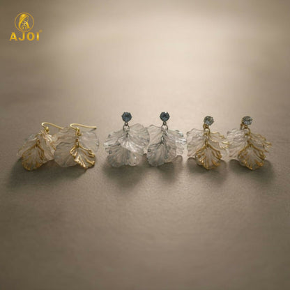 Transparent Leaf Design Drop Earrings Combo (3 Pair Set)