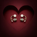 Pearl Crystal Stud Earrings – Elegant Korean Style Jewellery for Women