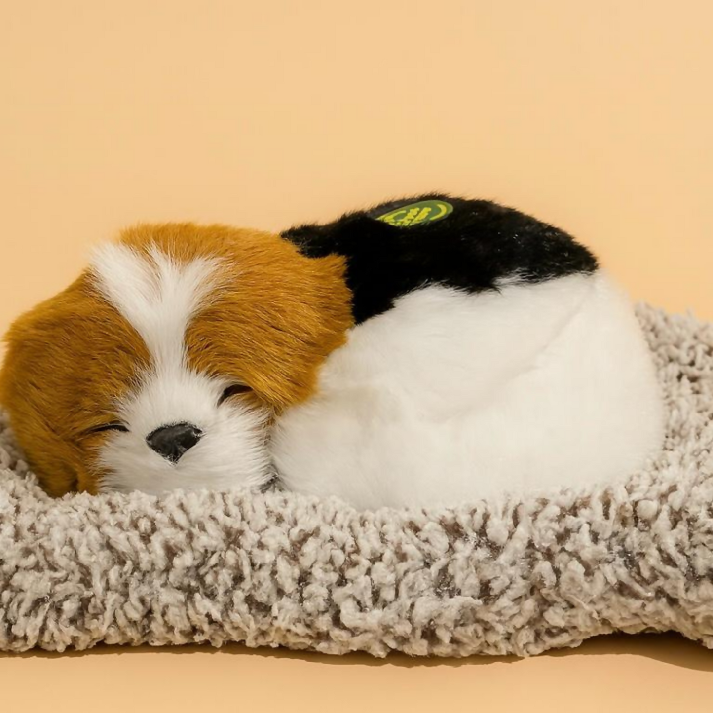 Premium Grey & White Sleeping Puppy Dashboard Toy