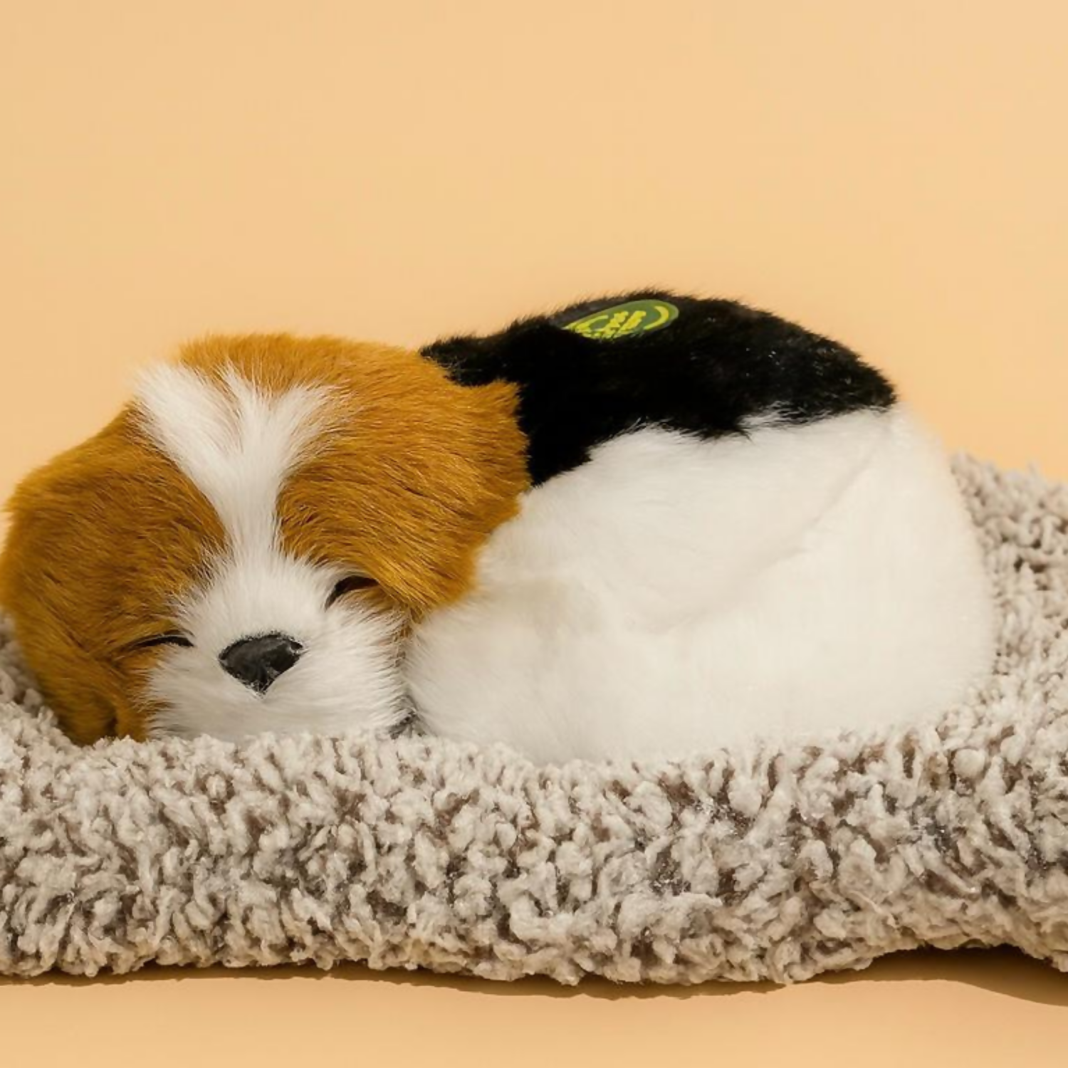 Premium Grey & White Sleeping Puppy Dashboard Toy