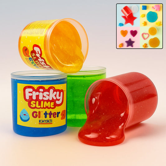 Khyati Frisky Glitter Slime, Stretchy, Shiny & Fun Sensory Play Gel (1Pc/Mix Colour, 40g)