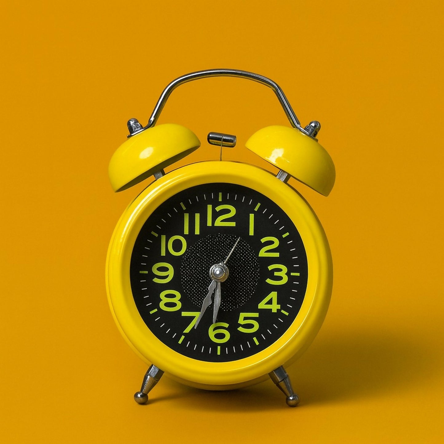 Vintage Yellow Twin Bell Analog Alarm Clock for Bedside & Desk