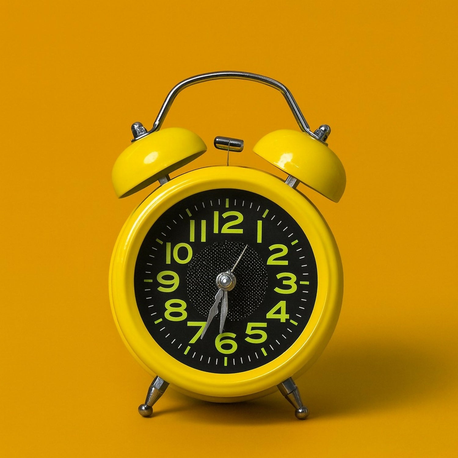 Vintage Yellow Twin Bell Analog Alarm Clock for Bedside & Desk