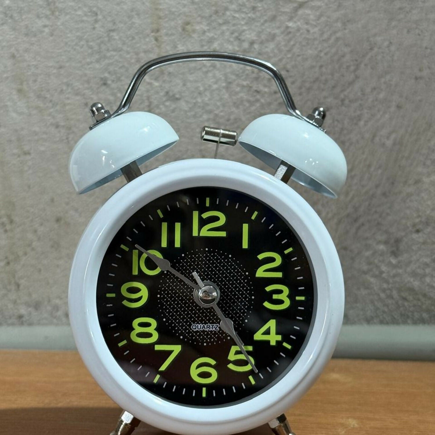 White Vintage Twin Bell Analog Alarm Clock for Bedside & Study Table