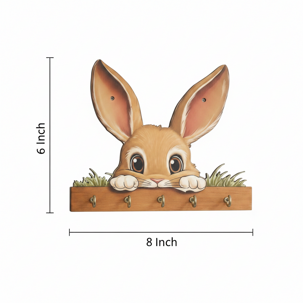 Dimensions of wooden bunny key holder: 6x5 inches
