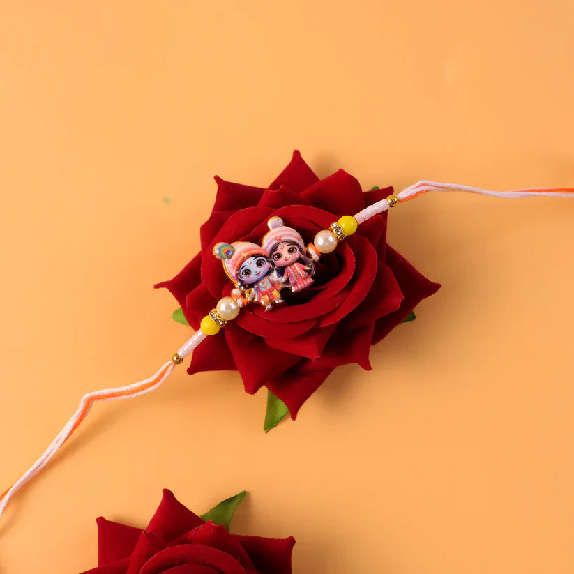 Radha Krishna Rakhi for Brother Elegant Designer Charm Thread (5pcs)