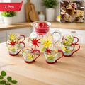 Glass Tea Set – Elegant Floral Design with Heat-Resistant Jug