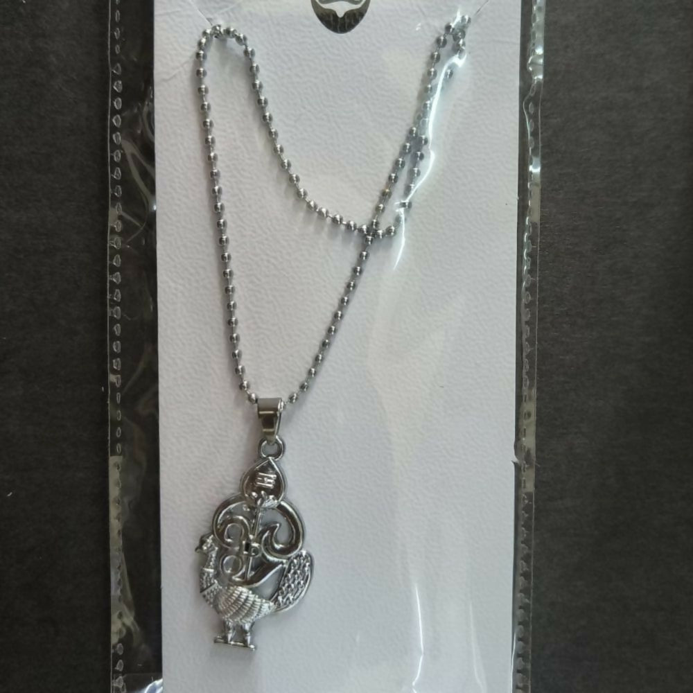 Silver-Plated Peacock Design Pendant Chain for Men Stylish Ethnic Necklace