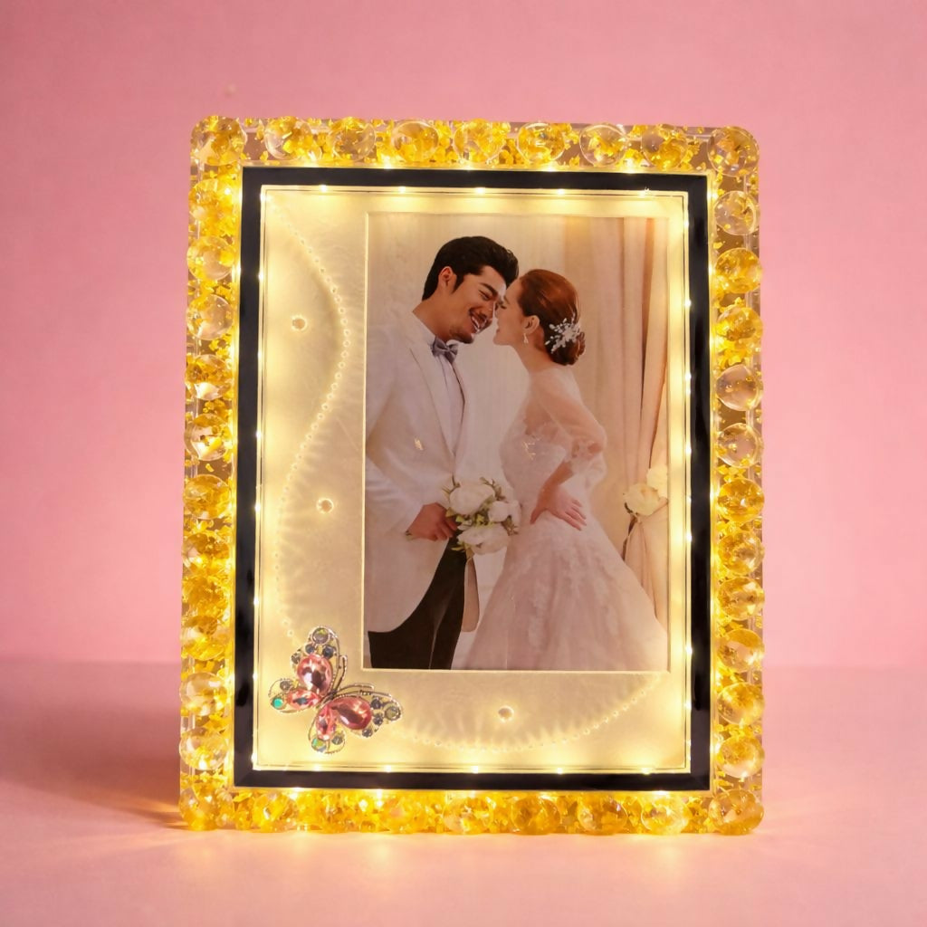 LED Crystal Photo Frame with Light Decorative Table Frame