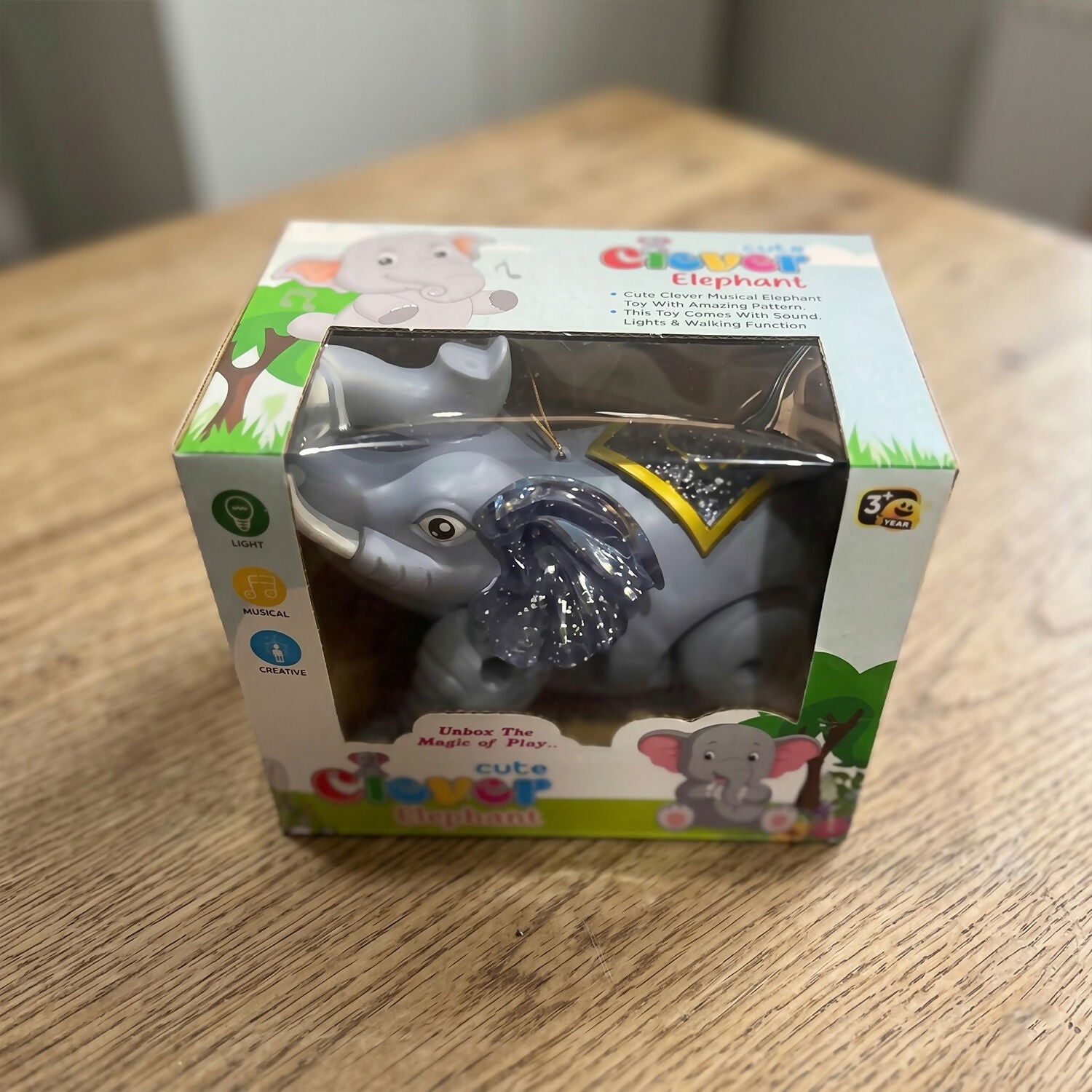 Light-Up Elephant Pull Toy with Glowing LED Ears & Music