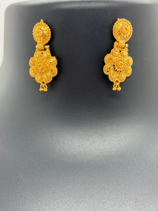 Exquisite Gold Long Rani Haar Necklace with Matching Earrings – Bridal Luxury Jewellery Set