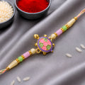 Enamel Tortoise Pendant Rakhi with Pastel Beads