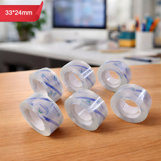 Crystal Clear Cello Tape Transparent Adhesive Packing Tape Rolls (33x24mm/6Pcs)