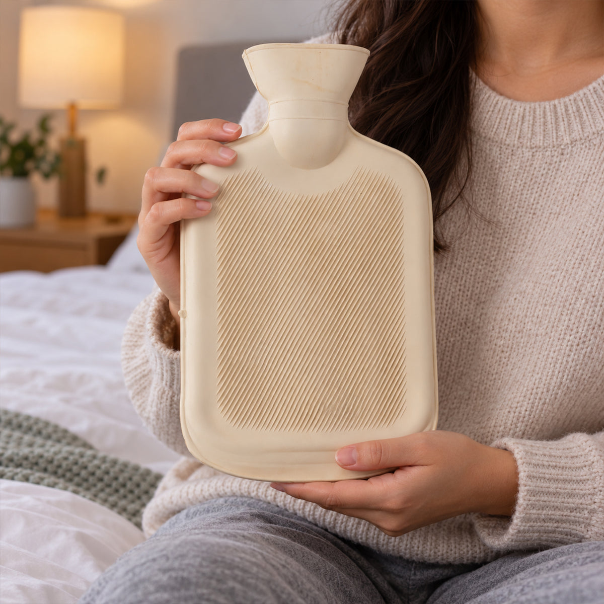 Rubber Hot Water Bag with Ribbed Surface and Wide Filling Mouth (1 Pc)