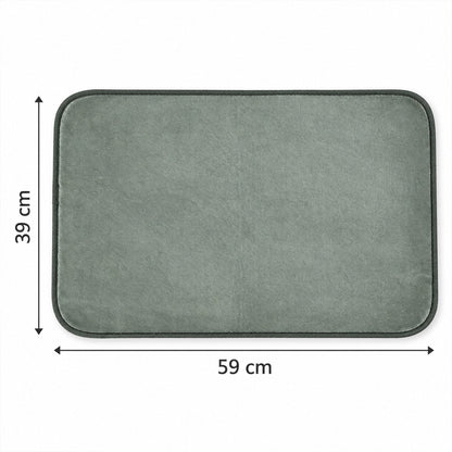 Gray rectangular floor mat with dimensions 59 cm by 39 cm indicated by arrows.