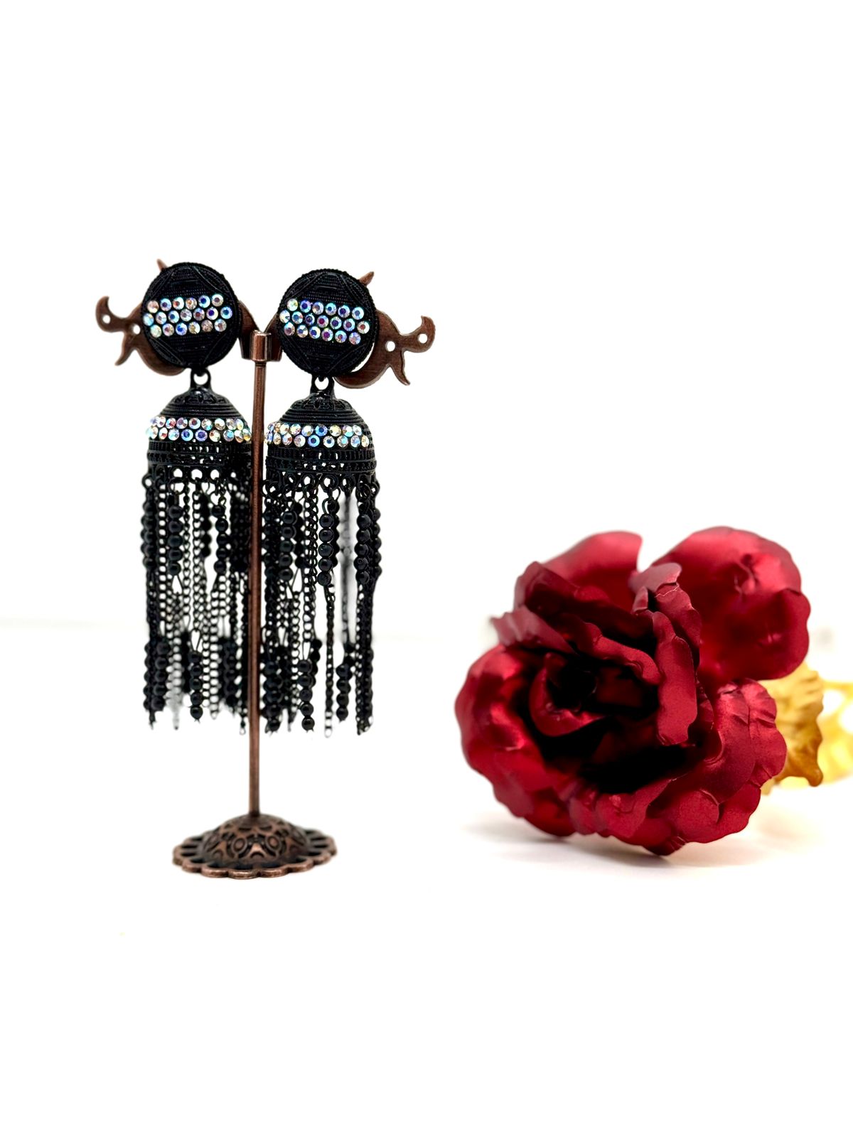 Elegant Diamond-Studded Jhumka Earrings