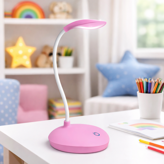 Pink Flexible LED Desk Lamp with Touch Control for Study, Reading & Kids Room