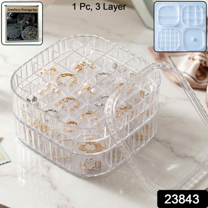 Jewellery Storage Box – 3 Layer Clear Organizer for Small Accessories