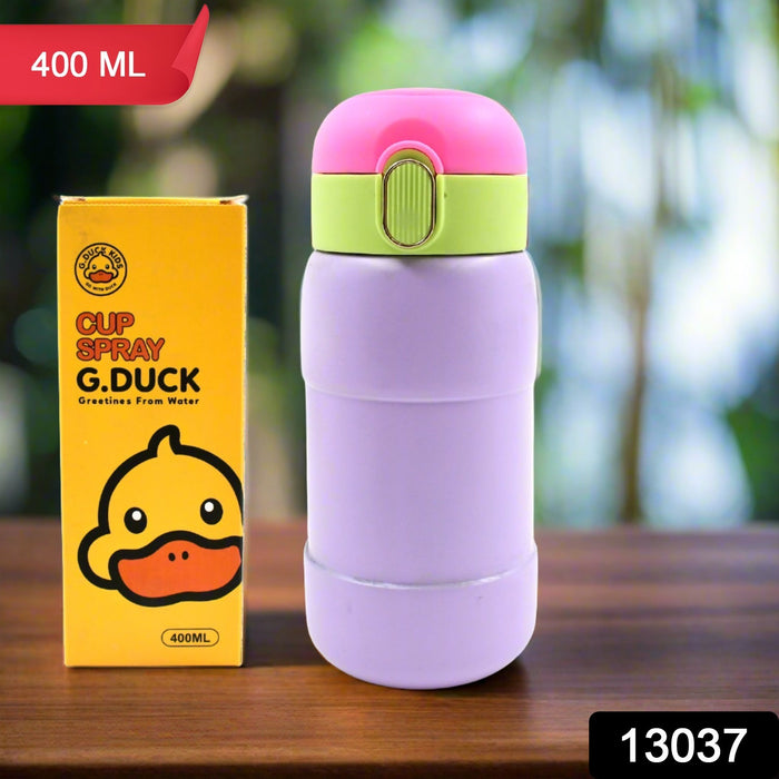Duck Stainless Steel Water Bottle For Kids Adults Steel Flask Metal Thermos, Spill Proof Cap Closure, BPA Free For School Home Office, Drinkware, 400 ML