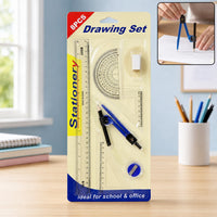 8 in 1 Geometry Box Set for School with Compass and Rulers (1 Set)