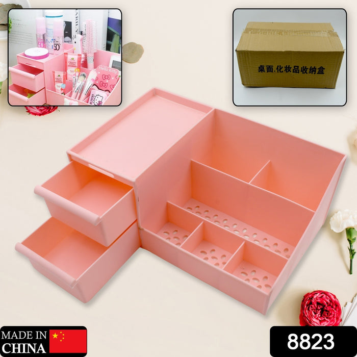8823 Multi Grid Plastic Desktop Storage Organizer Cosmetic Organizer with Drawer Sundries Cosmetics Box Jewelry Storage Case Display
