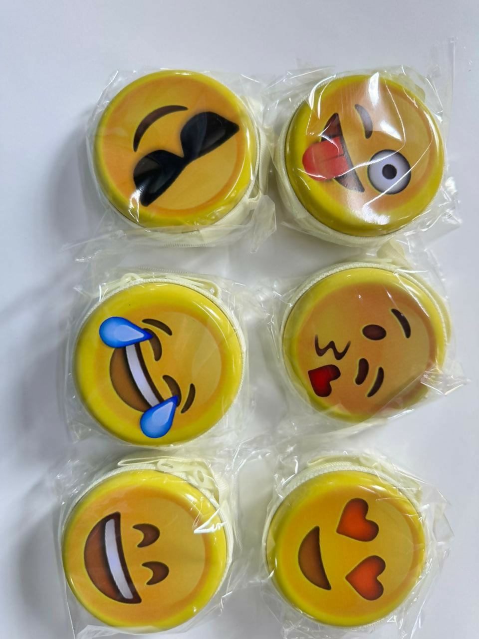 Emoji Print Round Coin Pouch with Zipper & Wrist Strap for Kids and Adults(DESIGN MAY VARY)