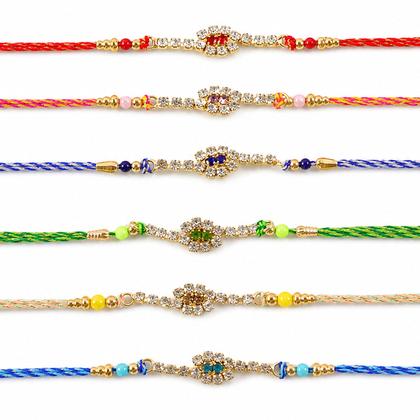 Slim Oval Motif Rakhi with Delicate AD Sparkle (Pack of 6)