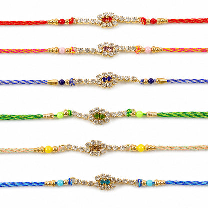 Slim Oval Motif Rakhi with Delicate AD Sparkle (Pack of 6)