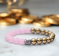Money & Love Combo Attractor Rakhi Bracelet – Rose Quartz & Pyrite Balance