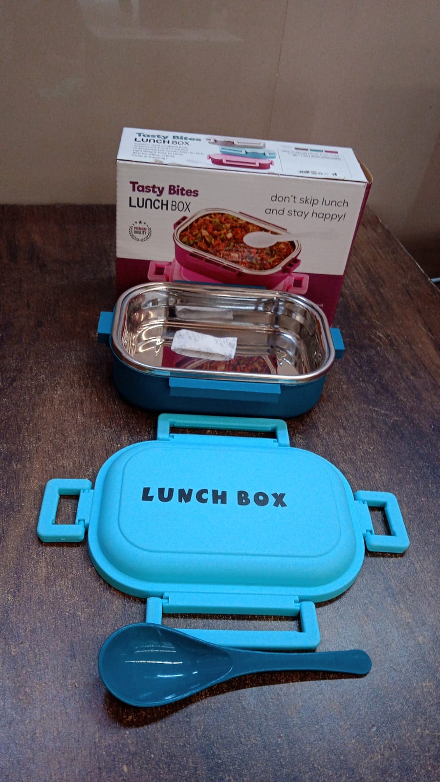 Insulated Testy Stainless Steel Leakproof Lunch Box With Spoon (1 Set)