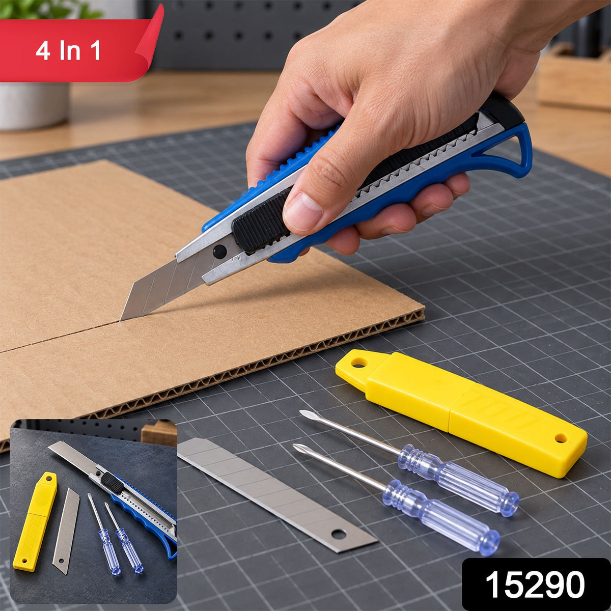 Office Tool Kit with Cutter Knife and Screwdrivers for Desk Repairs (1 Set)