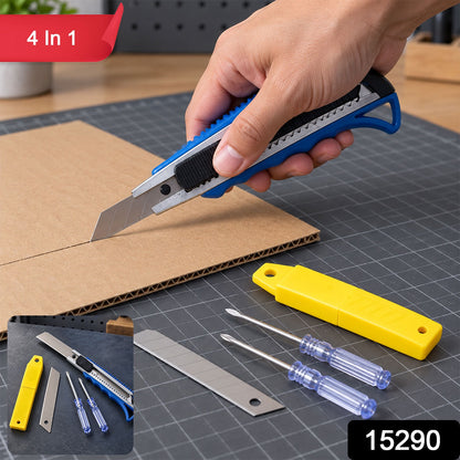 Office Tool Kit with Cutter Knife and Screwdrivers for Desk Repairs (1 Set)