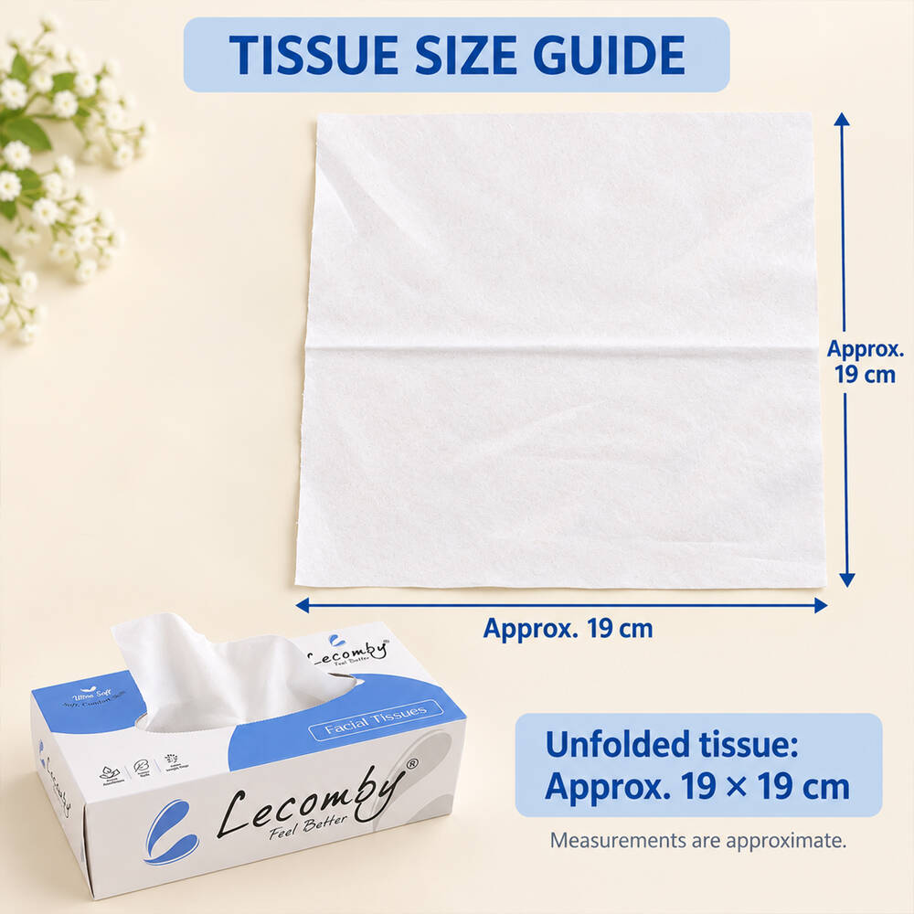 Soft Facial Tissue Paper Box, 2-Ply Pull-Out Tissues (1 Box)