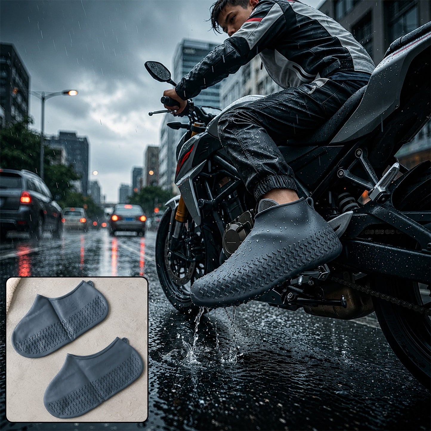 Waterproof Silicone Rain Shoe Cover 22 Cm Small Anti Slip Reusable (1 Pair)