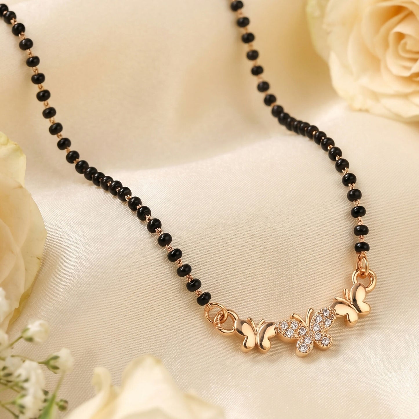 Butterfly Style Elegant Mangalsutra Necklace with Stone Work