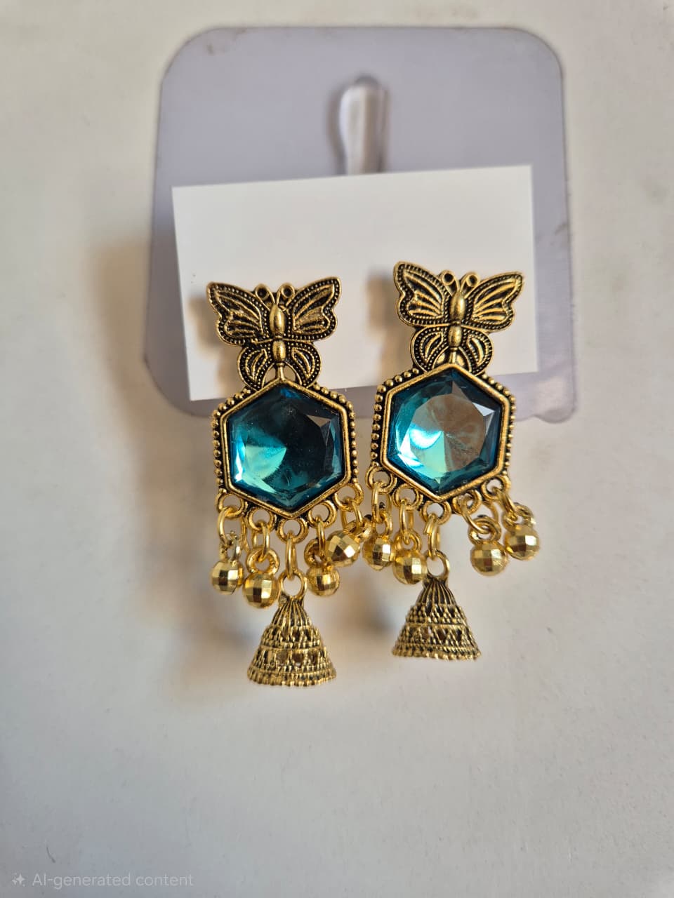 Elegant Gold Plated Butterfly Crystal Jhumka Earrings for Women Stylish Ethnic Dangle Jewellery