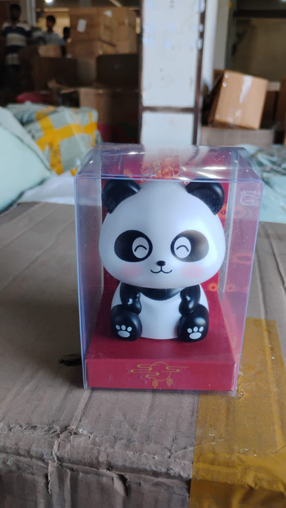 Car Decoration Solar Power Moving Head Panda Statue Creative (1 Pc)