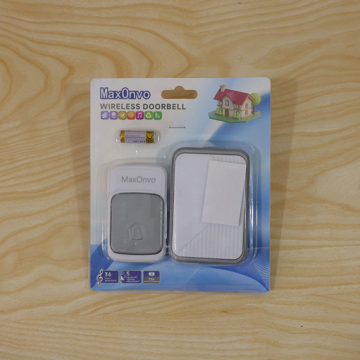 Plug In Wireless Doorbell with Push Button, Melody & Volume Control (1 Set)