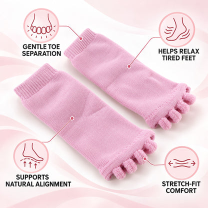 Cotton Blend Open-Toe Comfort Socks with Toe Separators and Ribbed Cuffs (1 Pair)