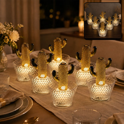 LED Flameless Decorative Candles – Cactus Design, Warm White Glow