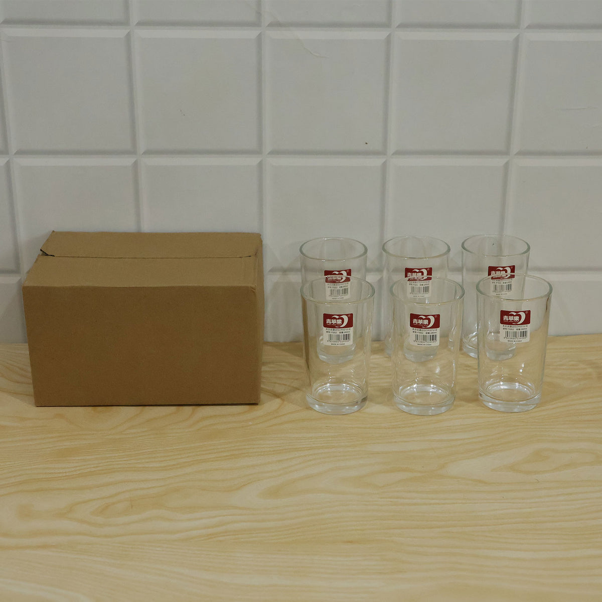 Clear Drinking Glass Tumblers with Smooth Rims and Thick Bases (240 ml, 6 Pc)
