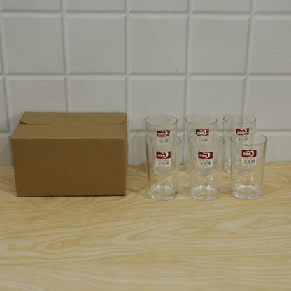 Clear Drinking Glass Tumblers with Smooth Rims and Thick Bases (240 ml, 6 Pc)